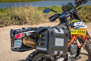 Picture showing SE-4050 Hurricane Adventure Saddlebags - mounted to KTM 690